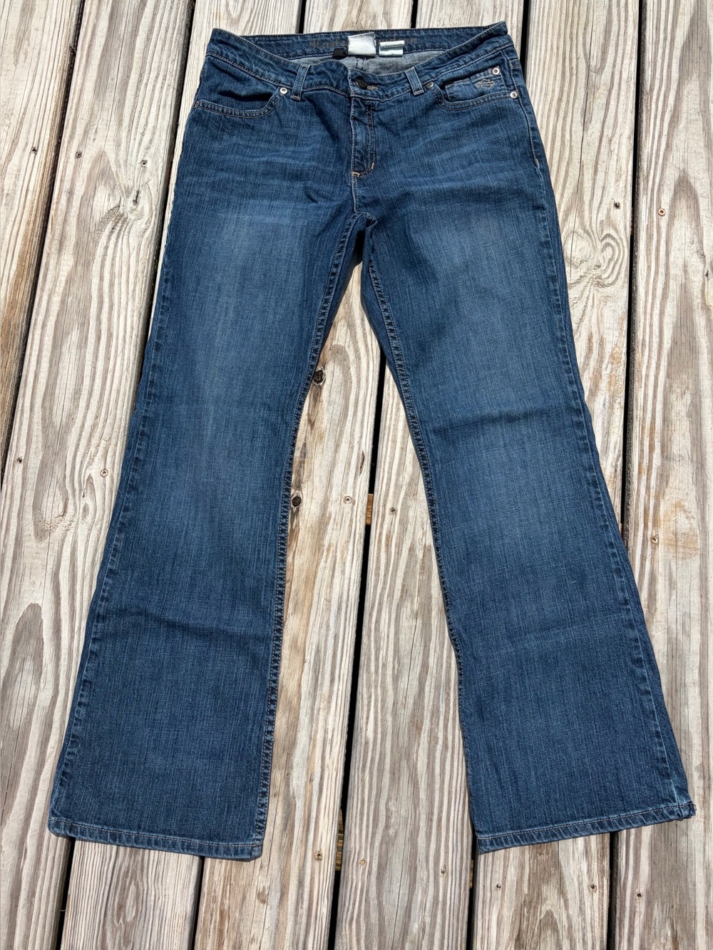 Harley-Davidson Jeans Womens 10 Blue Med Wash Boot Cut Embroidered Logo mid Rise